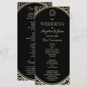 Schwarzes und goldenes Hochzeitsprogramm Programm (Vorne/Hinten)