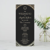 Schwarzes und goldenes Hochzeitsprogramm Programm (Stehend Vorderseite)