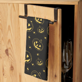 Schwarzes und goldenes Jack-O' Lanterns Schwarzes  Geschirrtuch