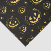 Schwarzes und goldenes Jack-O' Lanterns Schwarzes Seidenpapier (Detail)