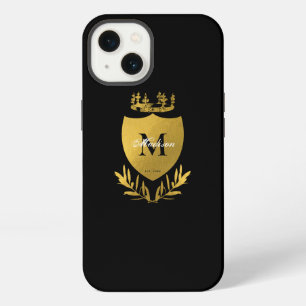 Schwarzes und goldenes königliches Emblem-Schild-M iPhone 13 Hülle