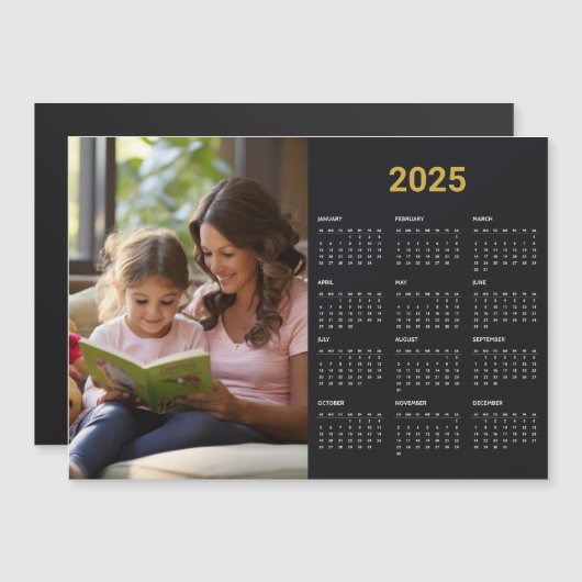 Schwarzes und goldenes magnetisches Foto - Kalende Magnetkarte (Vorne/Hinten)