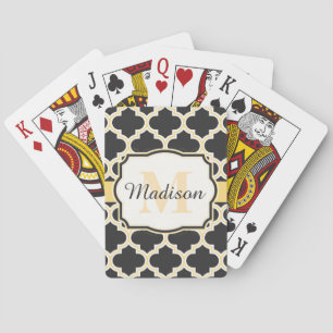 Schwarzes und goldenes marokkanisches Vierblatt Spielkarten
