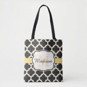 Schwarzes und goldenes marokkanisches Vierblatt Tasche