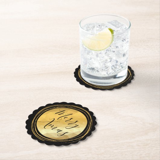 Schwarzes und goldenes Metall frohe Weihnachtskall Untersetzer (Vor Ort)