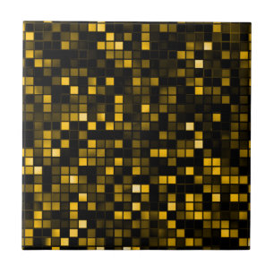 Schwarzes und goldenes 'Meteoritenschauer'-Quadrat Fliese