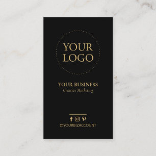 Schwarzes und goldenes minimalistisches Logo Busin Visitenkarte