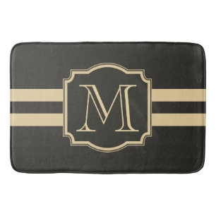 Schwarzes und goldenes Monogramm Badematte