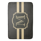 Schwarzes und goldenes Monogramm Badematte (Vorderseite Vertikal)