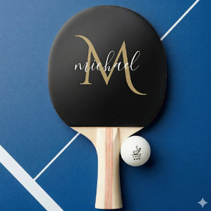 Schwarzes und goldenes Monogramm Eleganz Luxus Tischtennis Schläger