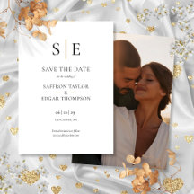 Schwarzes und goldenes Monogramm-Foto-Hochzeit
