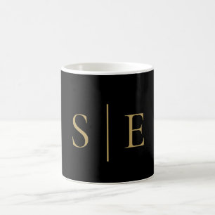 Schwarzes und goldenes Monogramm Minimalistisch Kaffeetasse