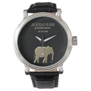 Schwarzes und goldenes monogrammiertes Accessoire  Armbanduhr