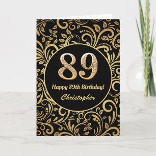 Schwarzes und goldenes Muster am 89. Geburtstag Karte
