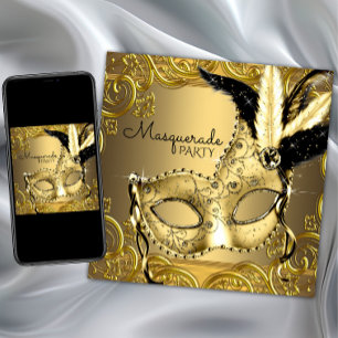 Schwarzes und goldenes Party Einladung
