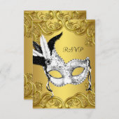 Schwarzes und goldenes Party-UAWG RSVP Karte (Vorne/Hinten)