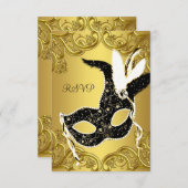 Schwarzes und goldenes Party-UAWG RSVP Karte (Vorne/Hinten)