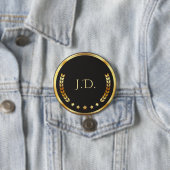 Schwarzes und goldenes personalisiertes Monogramm Button (Beispiel)