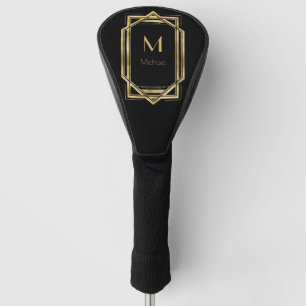 Schwarzes und goldenes personalisiertes Monogramm Golf Headcover