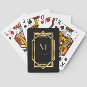 Schwarzes und goldenes personalisiertes Monogramm  Spielkarten