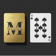 Schwarzes und goldenes personalisiertes Monogramm Spielkarten