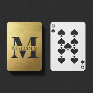 Schwarzes und goldenes personalisiertes Monogramm Spielkarten