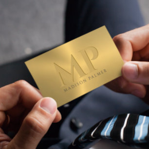 Schwarzes und goldenes personalisiertes Monogramm Visitenkarte