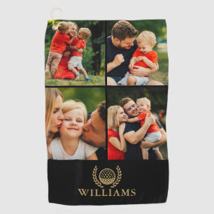 Schwarzes und goldenes personalisiertes Namensmono Golfhandtuch