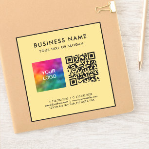 Schwarzes und goldenes QR-Code-Geschäftslogo Text Aufkleber
