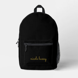 Schwarzes und goldenes Skript  | Stylisches modern Bedruckter Rucksack