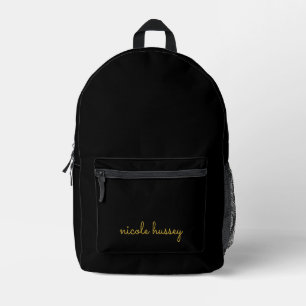 Schwarzes und goldenes Skript Stylisches modern Bedruckter Rucksack