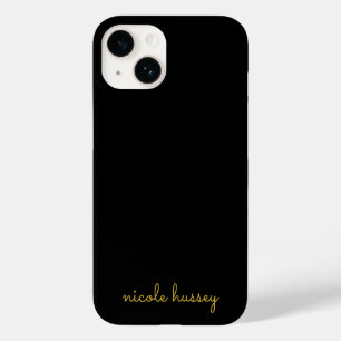 Schwarzes und goldenes Skript Stylisches modern Case-Mate iPhone 14 Hülle