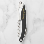 Schwarzes und goldenes Skript | Stylisches modern Kellnermesser (Vorderseite)