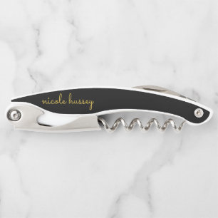Schwarzes und goldenes Skript Stylisches modern Kellnermesser