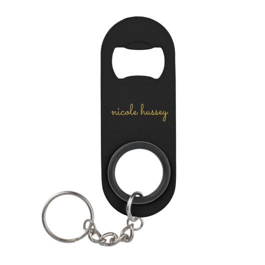 Schwarzes und goldenes Skript | Stylisches modern Mini Flaschenöffner (Vorderseite)
