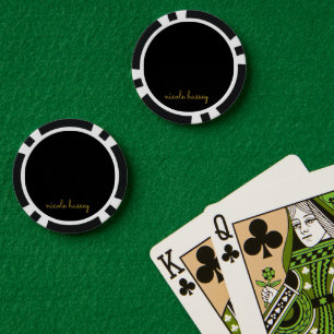 Schwarzes und goldenes Skript    Stylisches modern Pokerchips
