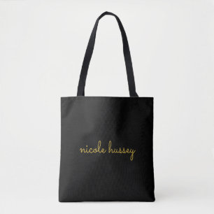 Schwarzes und goldenes Skript Stylisches modern Tasche