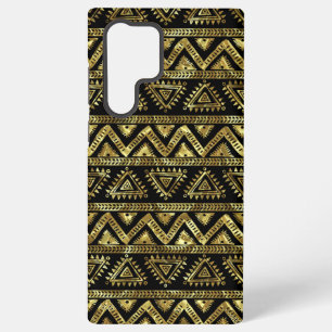 Schwarzes und goldenes tribal geometrisches Muster Samsung Galaxy Hülle