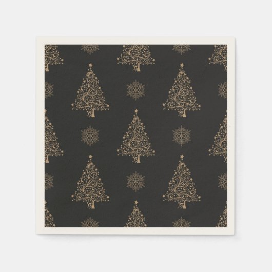 Schwarzes und goldenes Weihnachtsmuster Serviette (Vorderseite)