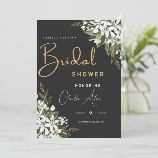 Schwarzes und goldfarbenes Brautparty Save The Date (Stehend Vorderseite)