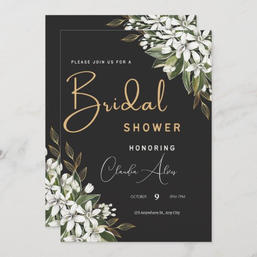 Schwarzes und goldfarbenes Brautparty Save The Date (Vorne/Hinten)