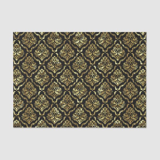 Schwarzes und goldfarbenes Damastmuster Seidenpapier (Vorderseite)