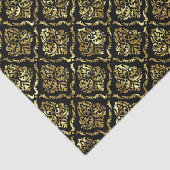 Schwarzes und goldfarbenes Damastmuster Seidenpapier (Ausschnitt)