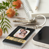 Schwarzes und GoldFotoschablone Schlüsselanhänger (Vorderseite rechts)