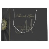 Schwarzes und Goldgänseblümchen-Monogramm danken Große Geschenktüte (Vorderseite)