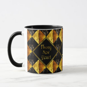 Schwarzes und Goldguten Rutsch ins Neue Jahr Tasse