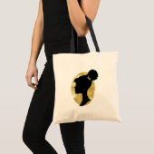 Schwarzes und Goldhauch-Mädchen-Silhouette-Tasche Tragetasche (Vorderseite (Produkt))