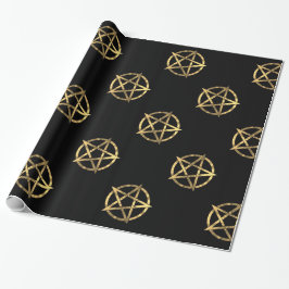 Schwarzes und Goldhexen Pentagram Geschenkpapier