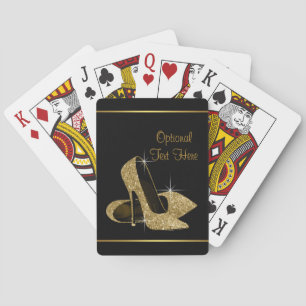 Schwarzes und Goldhoher Heels Spielkarten