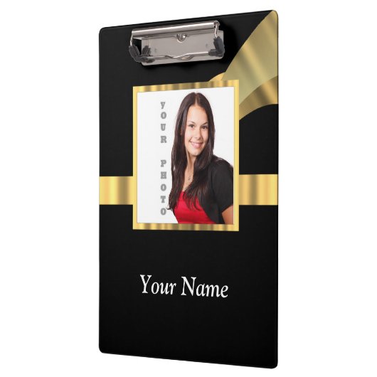 Schwarzes und Goldinstagram Schablone Klemmbrett (Links)